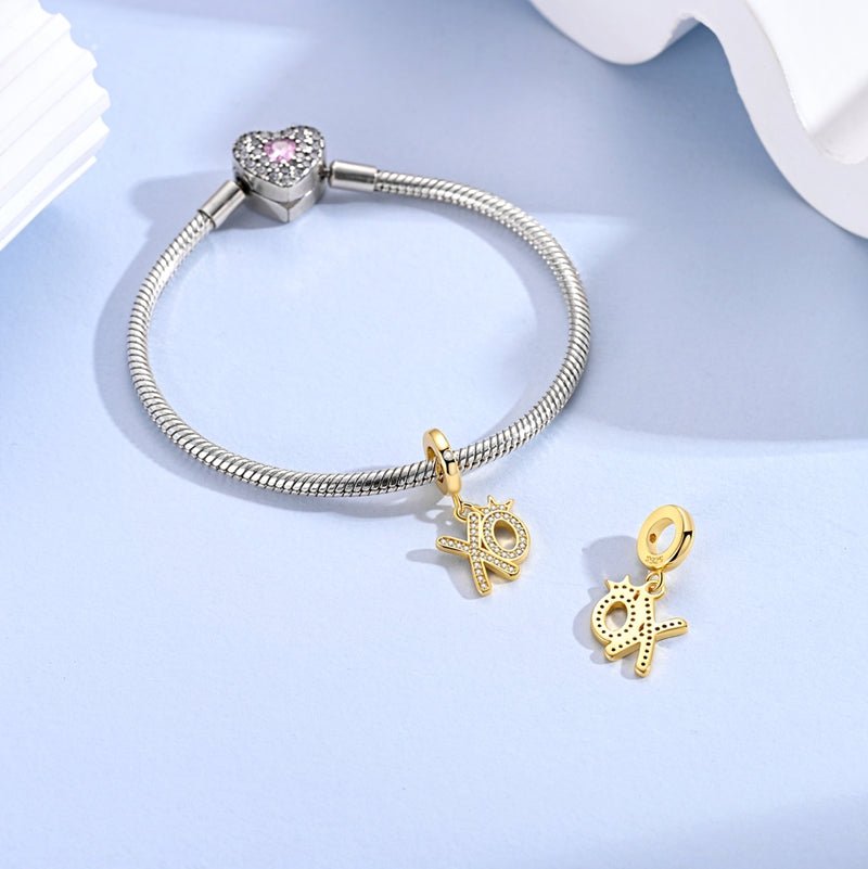 Amarante Jewelry Golden XO Crown Dangle Charm