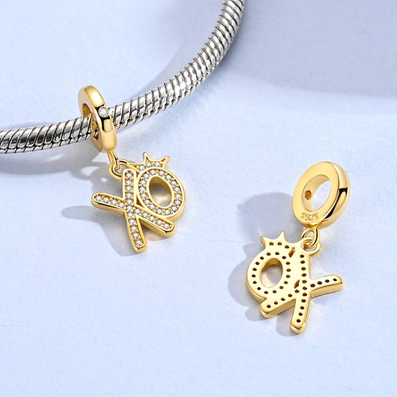 Amarante Jewelry Golden XO Crown Dangle Charm