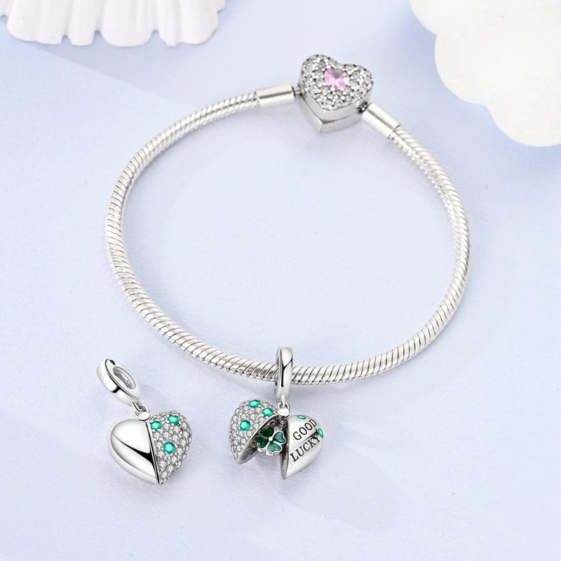 Amarante Jewelry Good Luck Four - Leaf Clover Heart Charm
