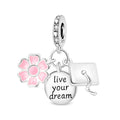 Amarante Jewelry Graduation Cap, Pink Flower & “Live Your Dream” Dangle Charm