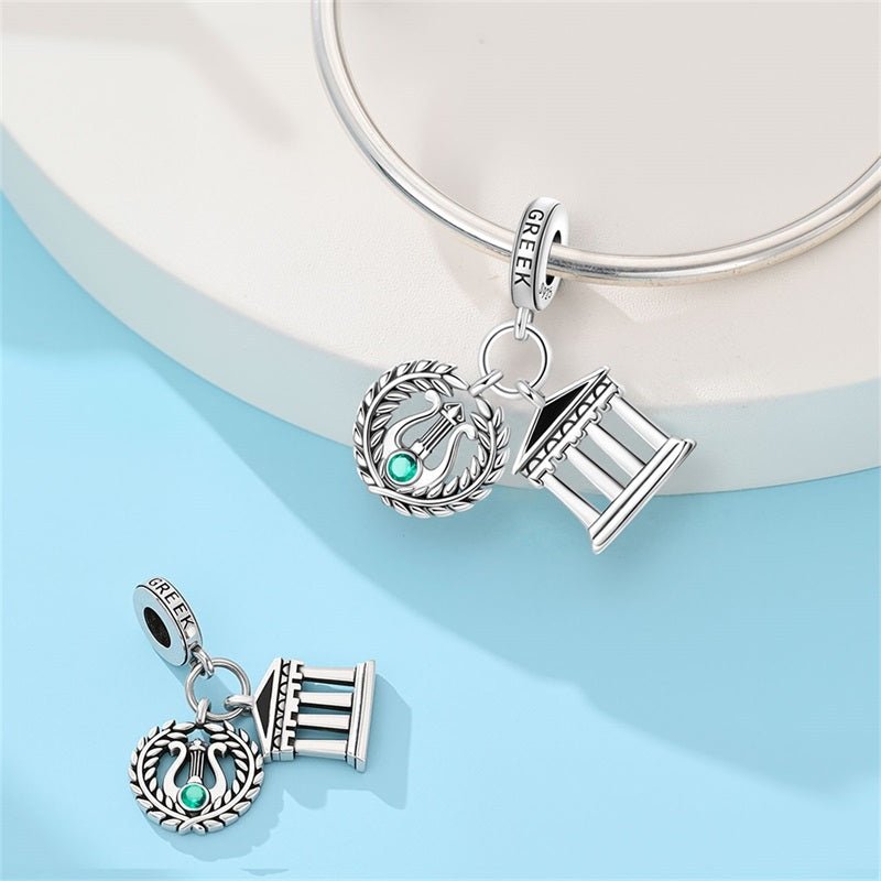 Amarante Jewelry Greece Temple & Laurel Wreath Dangle Charm