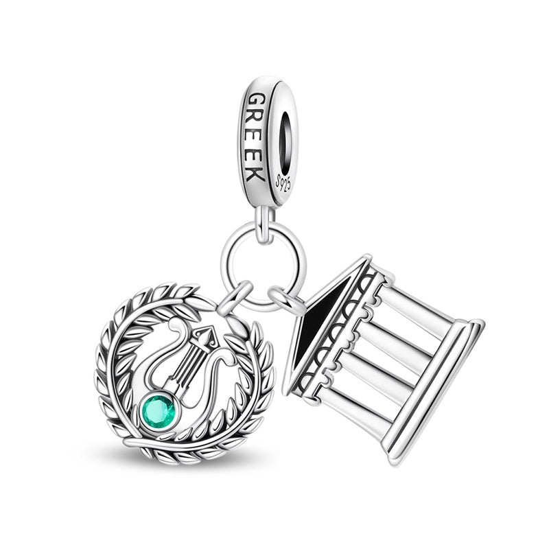 Amarante Jewelry Greece Temple & Laurel Wreath Dangle Charm