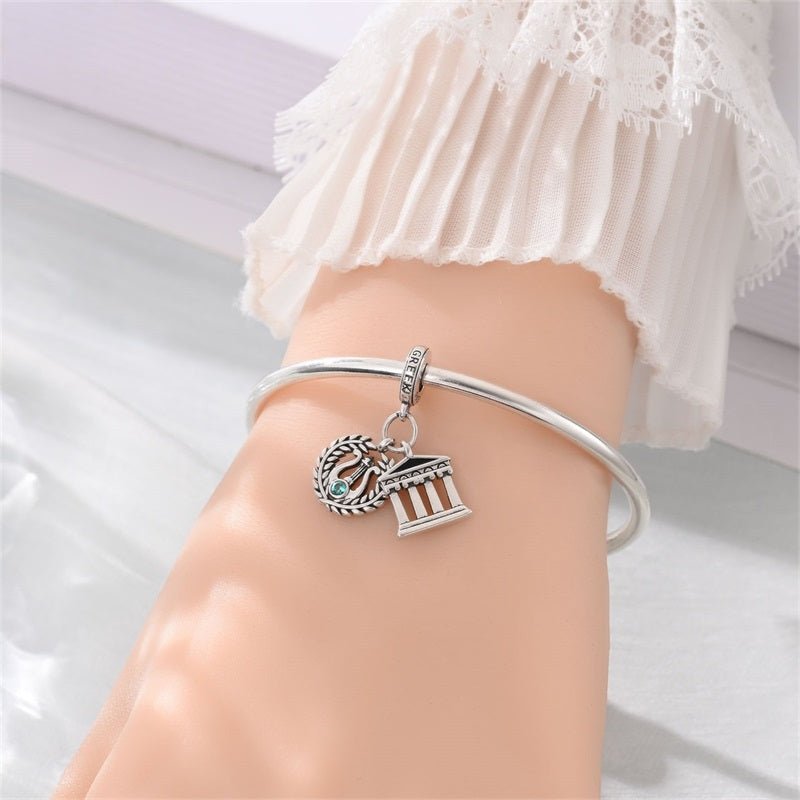 Amarante Jewelry Greece Temple & Laurel Wreath Dangle Charm