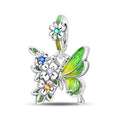 Amarante Jewelry Green Butterfly & Multicolor Flower Dangle Charm
