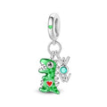 Amarante Jewelry Green Dinosaur with WOW Letters Dangle Charm