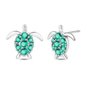 Amarante Jewelry Green Gem Sea Turtle Stud Earrings
