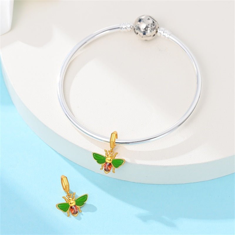 Amarante Jewelry Green & Gold Bee Dangle Charm