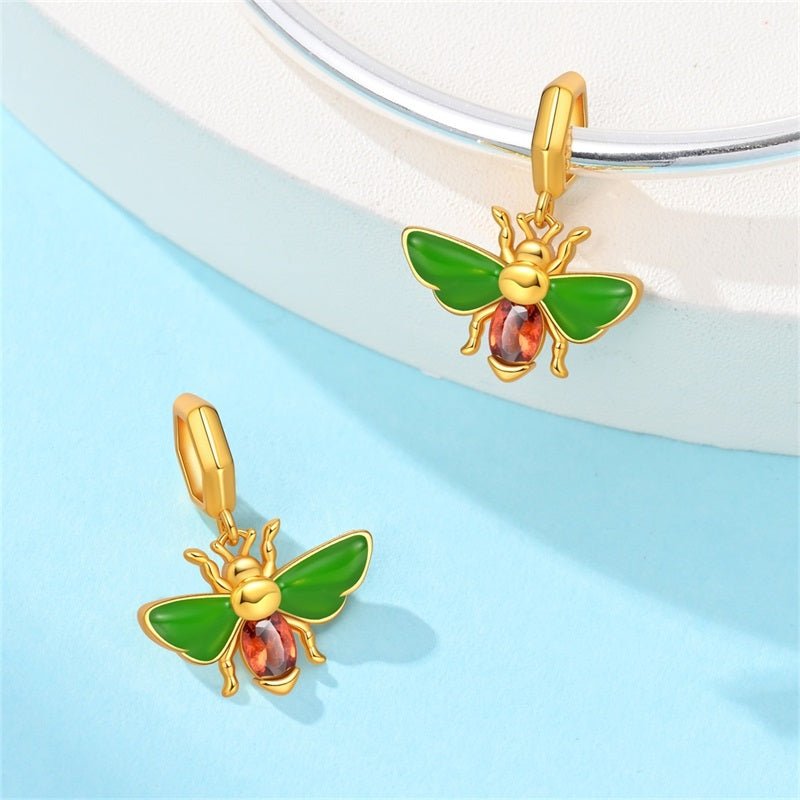 Amarante Jewelry Green & Gold Bee Dangle Charm