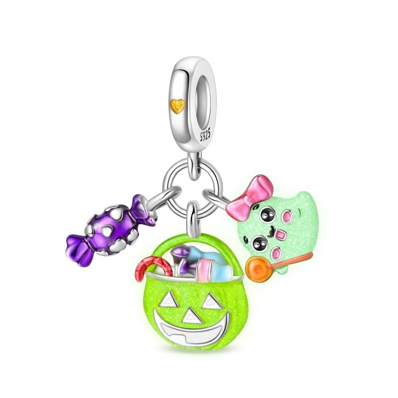 Amarante Jewelry Halloween Luminous Candy Pumpkin & Ghost Charm