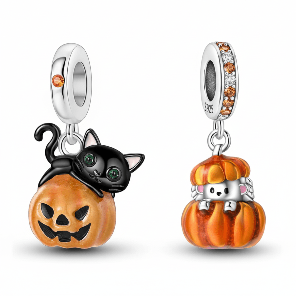 Amarante Jewelry Halloween Pumpkin Charm Duo