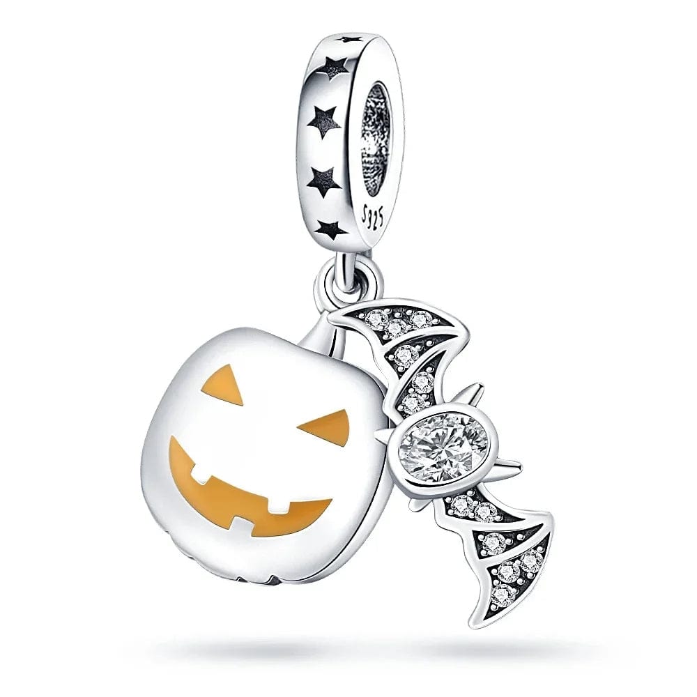 Amarante Jewelry Halloween Pumpkin Lantern & Bat Dangle Charm