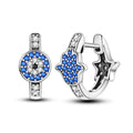 Amarante Jewelry Hamsa & Evil Eye Hoop Earrings with Blue Crystals