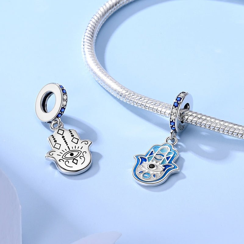 Amarante Jewelry Hamsa Hand with Evil Eye Dangle Charm