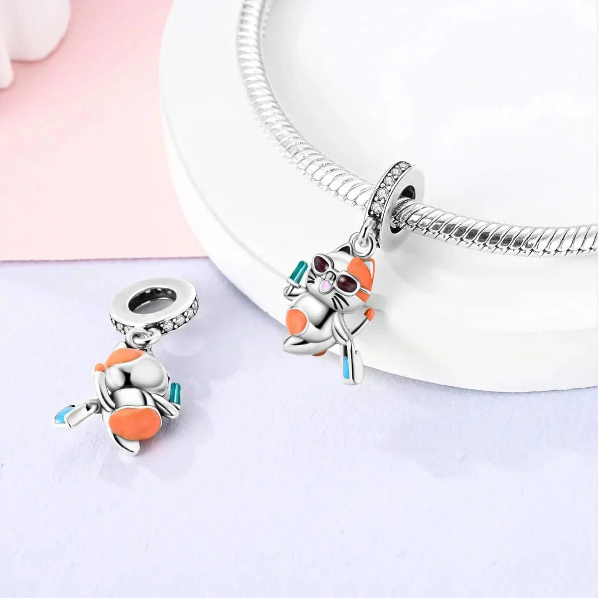 Amarante Jewelry Happy Beach Cat Dangle Charm