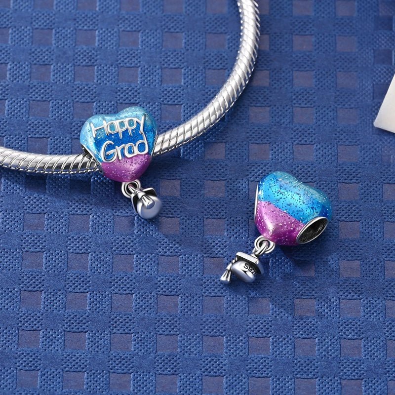 Amarante Jewelry “Happy Grad” Heart & Cap Dangle Charm