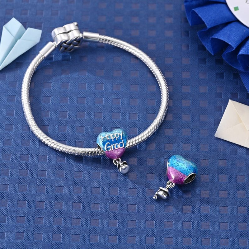 Amarante Jewelry “Happy Grad” Heart & Cap Dangle Charm
