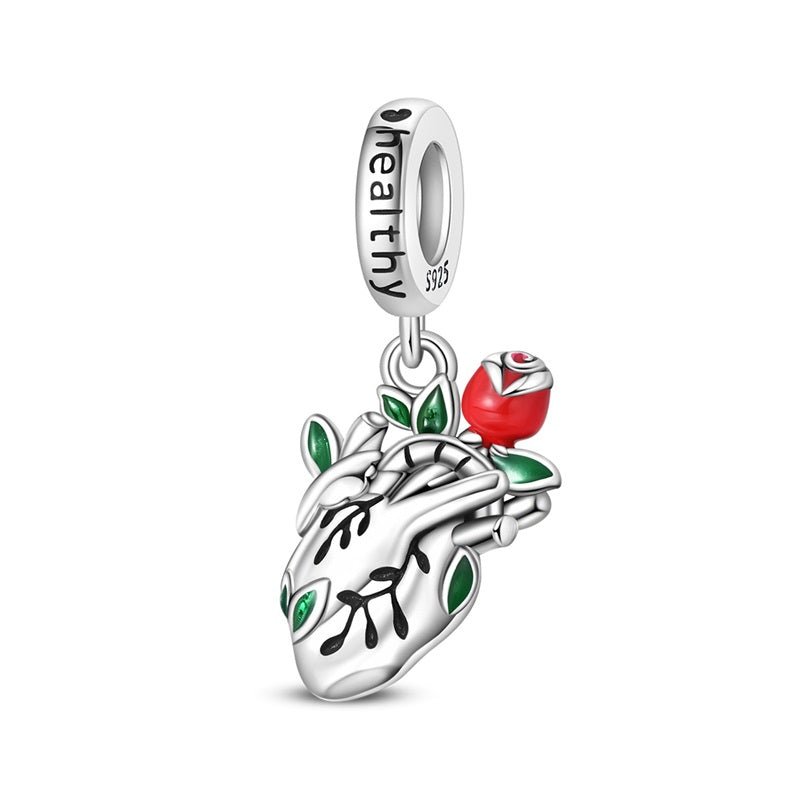 Amarante Jewelry Healthy Heart with Rose Dangle Charm