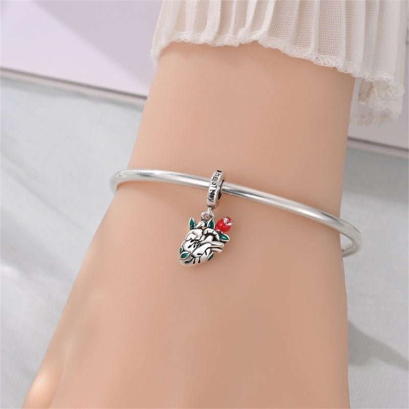 Amarante Jewelry Healthy Heart with Rose Dangle Charm