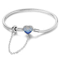 Amarante Jewelry Heart Charm Bracelet with Blue Gradient Crystals and Safety Chain
