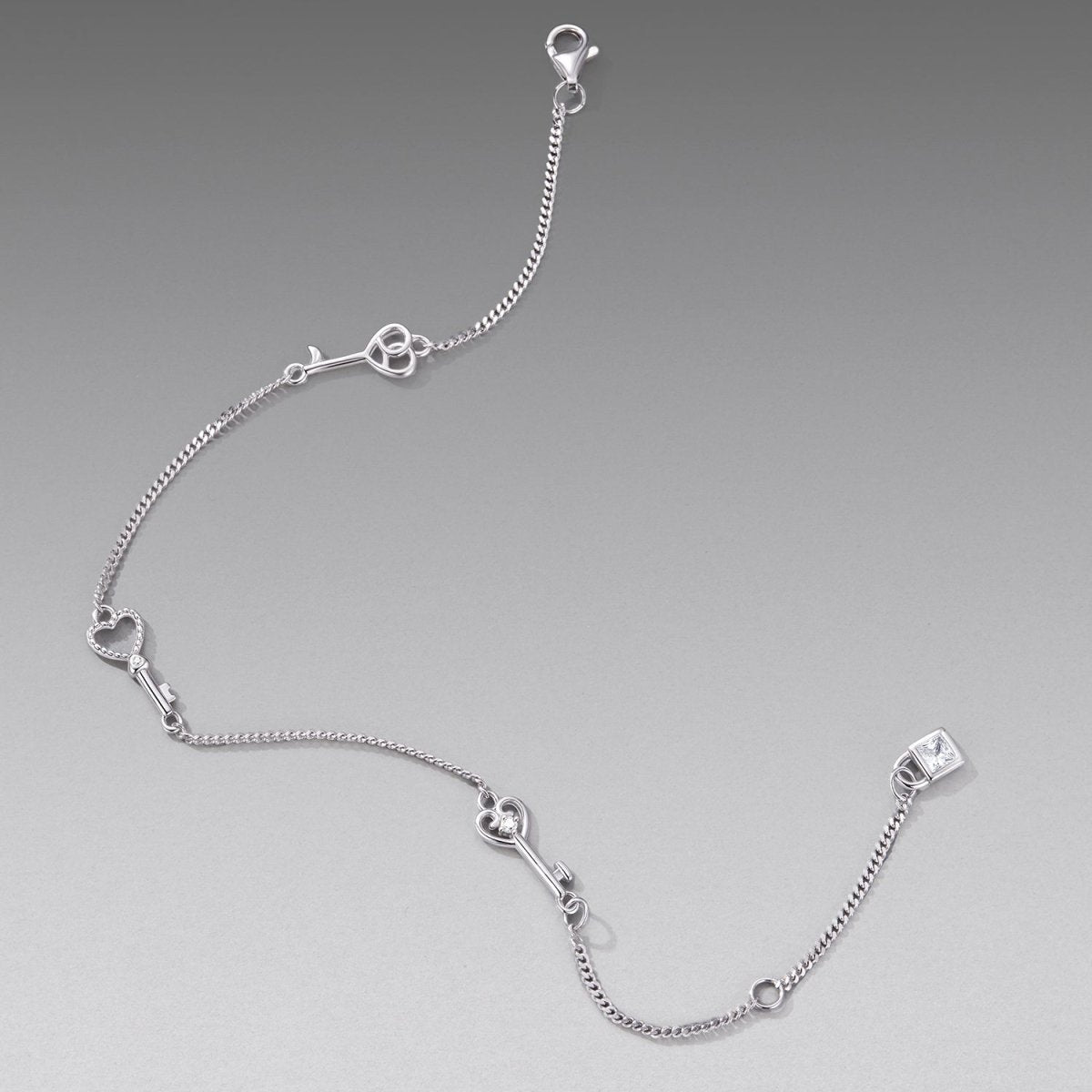 Amarante Jewelry Heart Key Link Bracelet