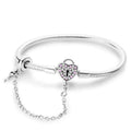 Amarante Jewelry Heart Lock Charm Bracelet with Pink Accents and Safety Chain