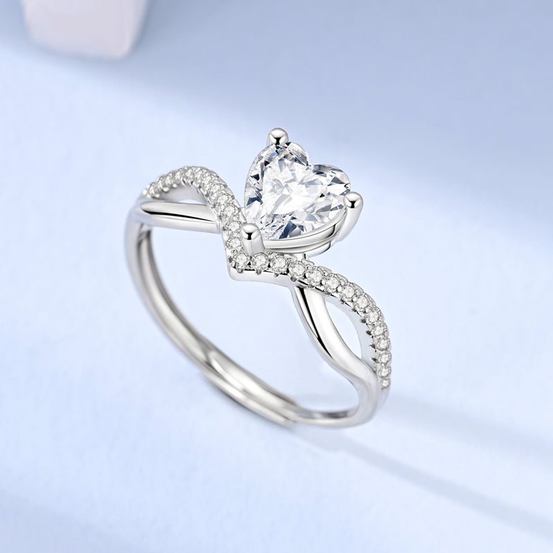 Amarante Jewelry Heart - Shaped Solitaire Crystal Ring