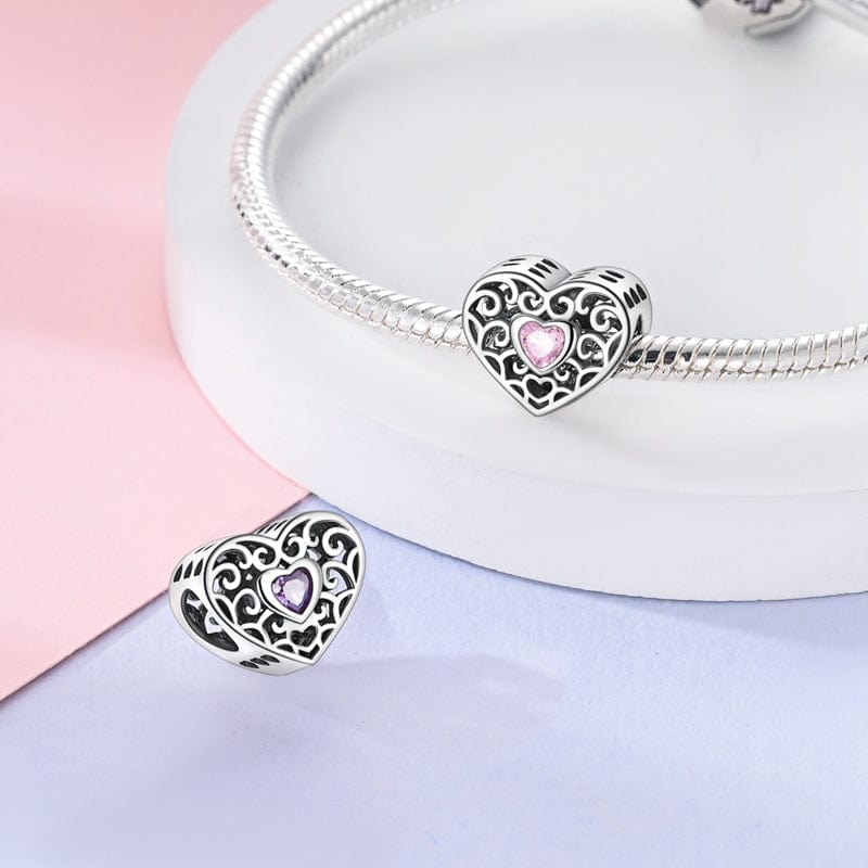 Amarante Jewelry Heart with Pink Gem Charm