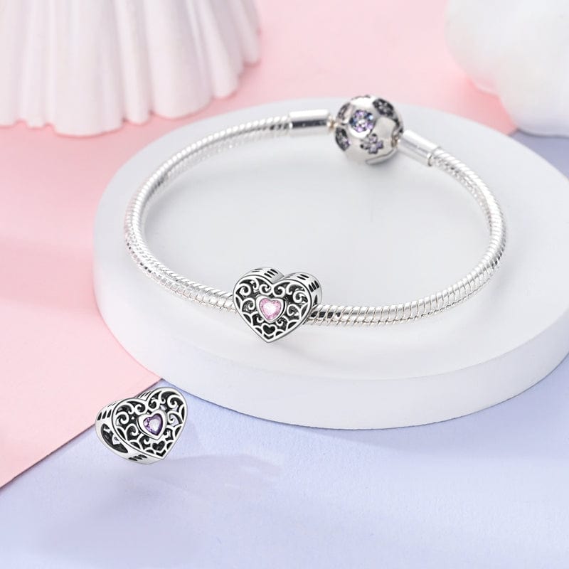 Amarante Jewelry Heart with Pink Gem Charm