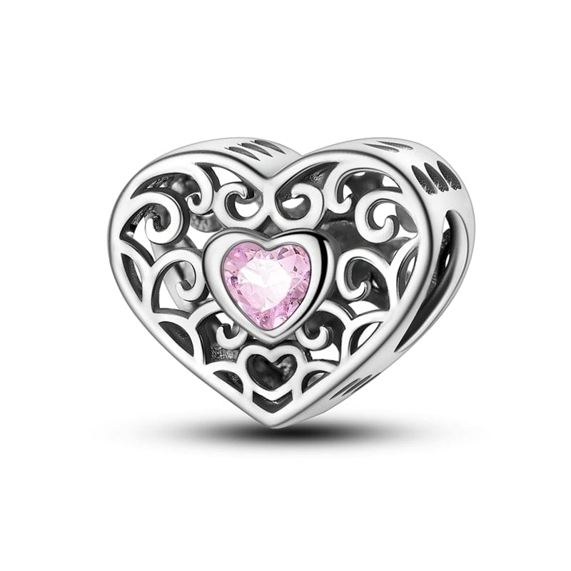 Amarante Jewelry Heart with Pink Gem Charm