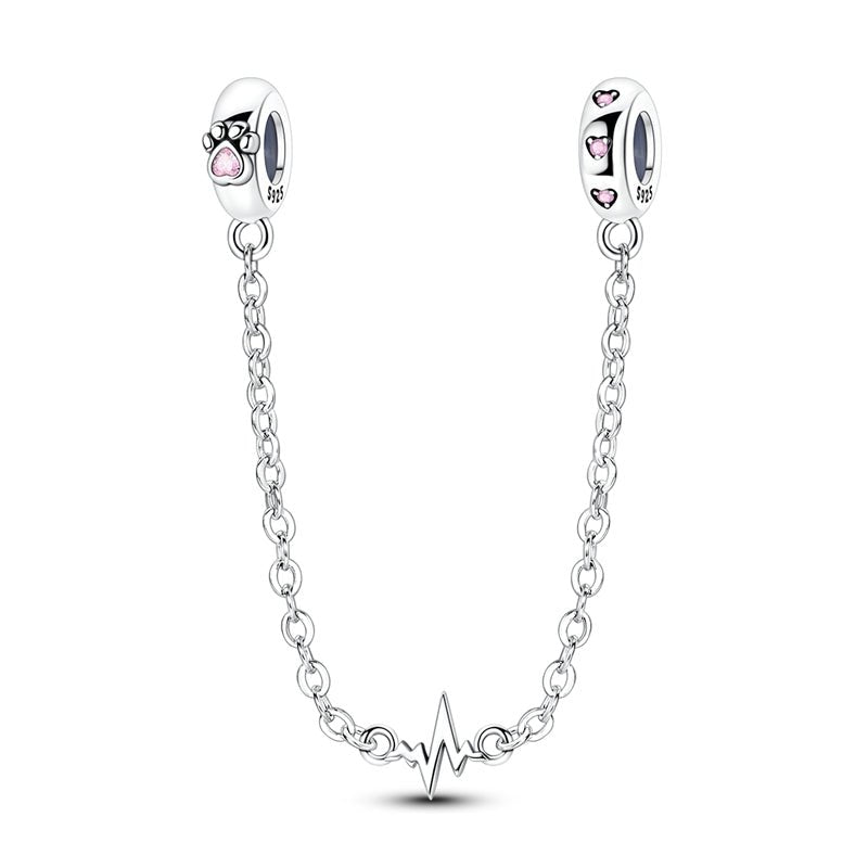 Amarante Jewelry Heartbeat & Pink Paw Safety Chain Charm