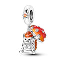 Amarante Jewelry Hedgehog with Red Mushroom Umbrella Dangle Charm