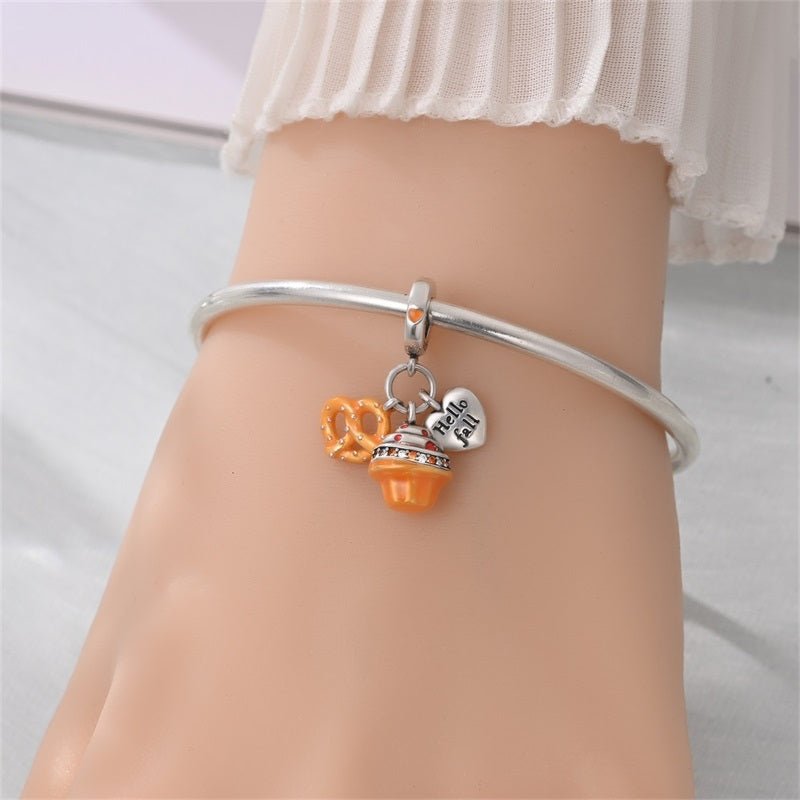 Amarante Jewelry Hello Fall Cupcake & Pretzel Dangle Charm