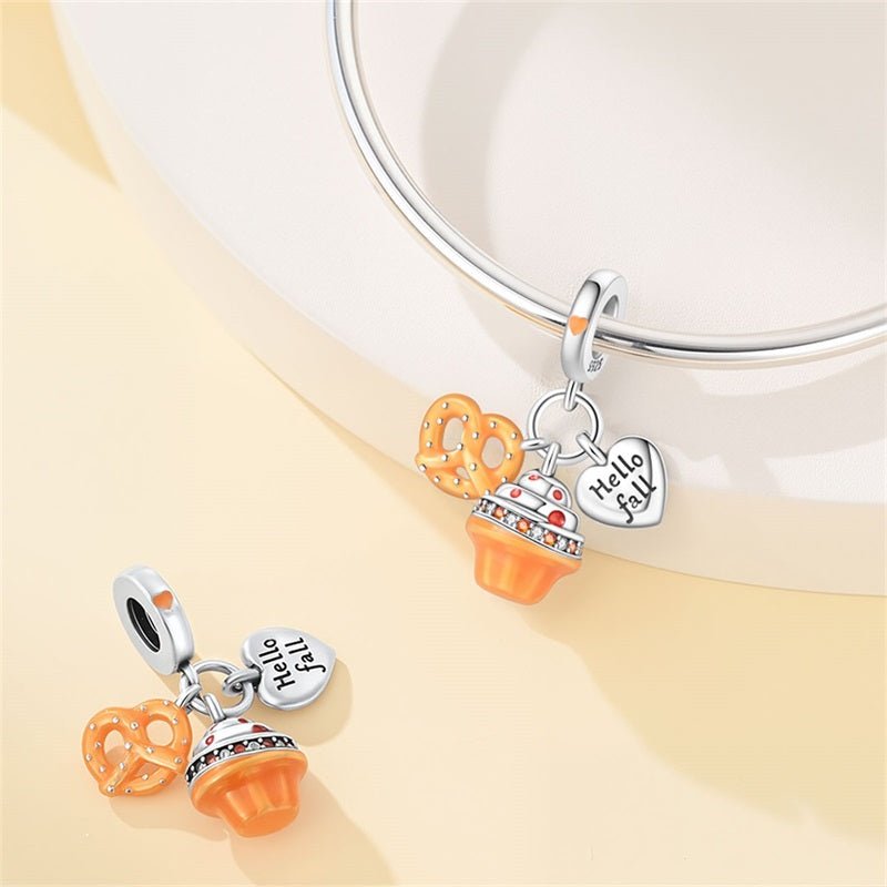 Amarante Jewelry Hello Fall Cupcake & Pretzel Dangle Charm