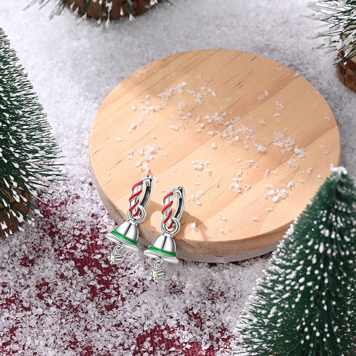 Amarante JewelryHoliday Bell & Candy Cane Hoop Earrings