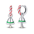 Amarante Jewelry Holiday Bell & Candy Cane Hoop Earrings