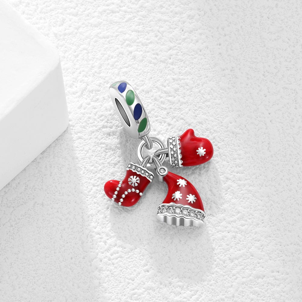 Amarante Jewelry Holiday Stocking & Hat Triple Dangle Charm