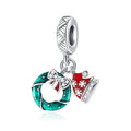 Amarante Jewelry Holiday Wreath & Santa Hat Double Dangle Charm