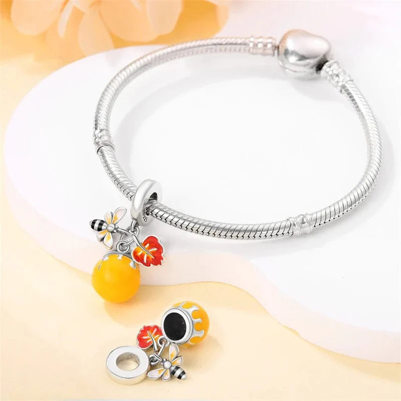Amarante Jewelry Honey Pot Bee & Orange Leaf Autumn Charm