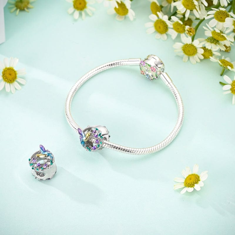 Amarante Jewelry Hummingbird & Purple Blossom Charm