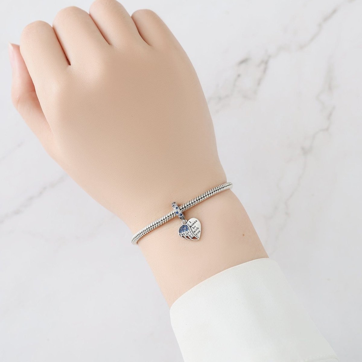 Amarante Jewelry I Wanna Be With You Blue Crystal Angel Wing Charm