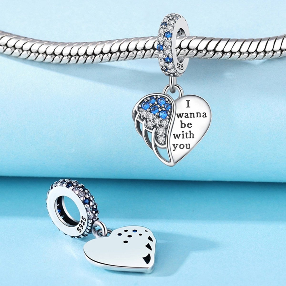 Amarante Jewelry I Wanna Be With You Blue Crystal Angel Wing Charm