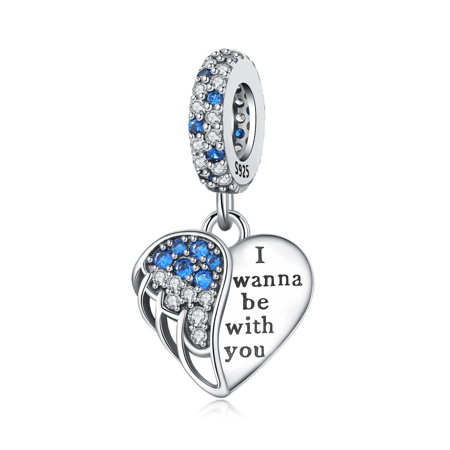 Amarante Jewelry I Wanna Be With You Blue Crystal Angel Wing Charm