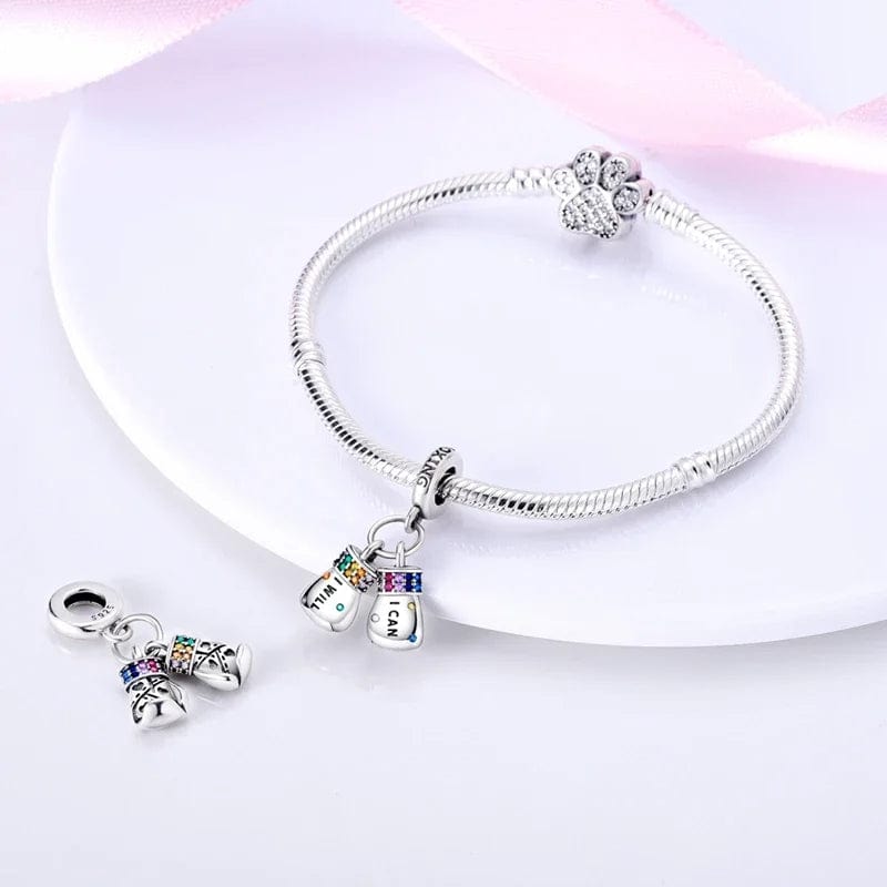 Amarante Jewelry "I Will, I Can" Boxing Gloves Dangle Charm