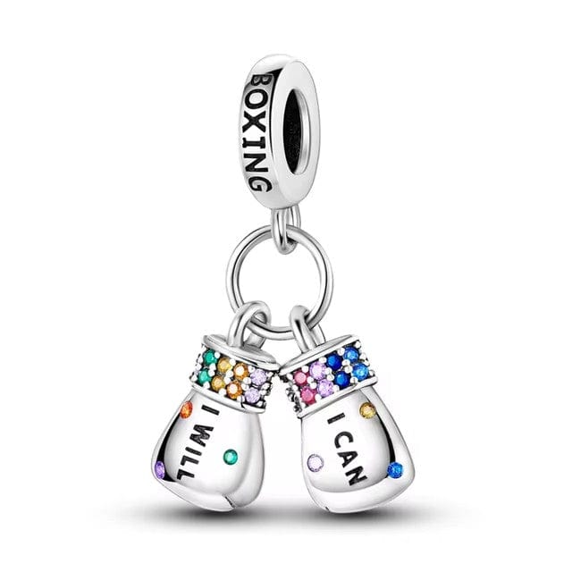 Amarante Jewelry "I Will, I Can" Boxing Gloves Dangle Charm