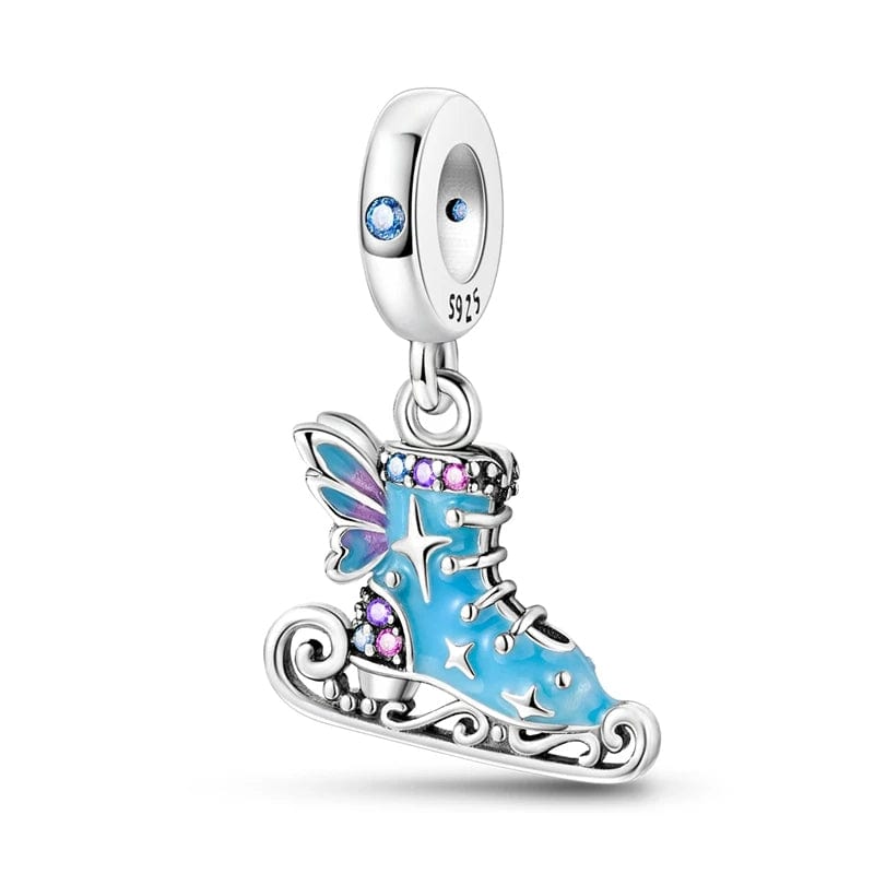 Amarante Jewelry Ice Skate Charm with Blue Enamel and Crystal Accents