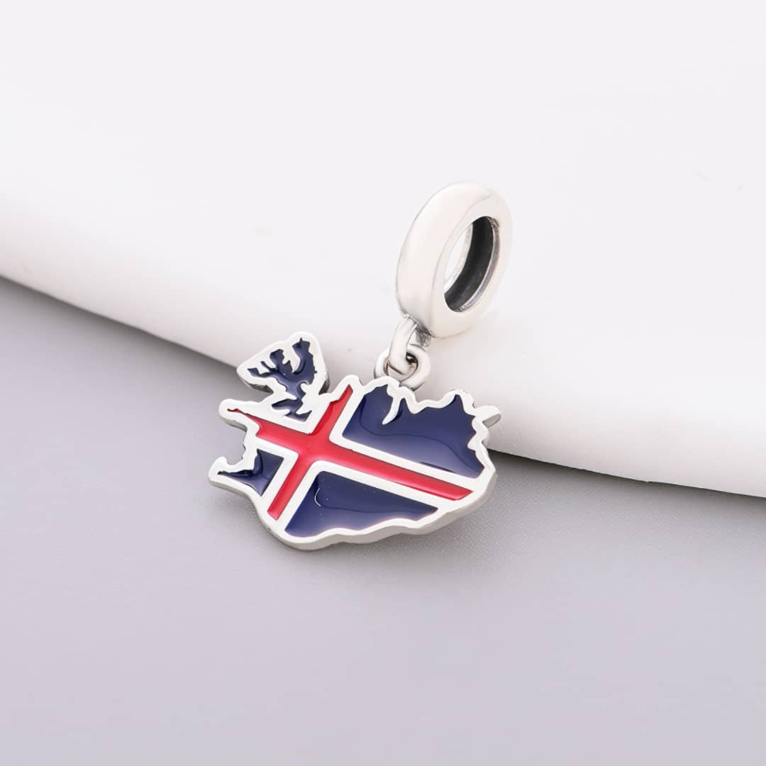 Amarante Jewelry Iceland Map Flag Dangle Charm