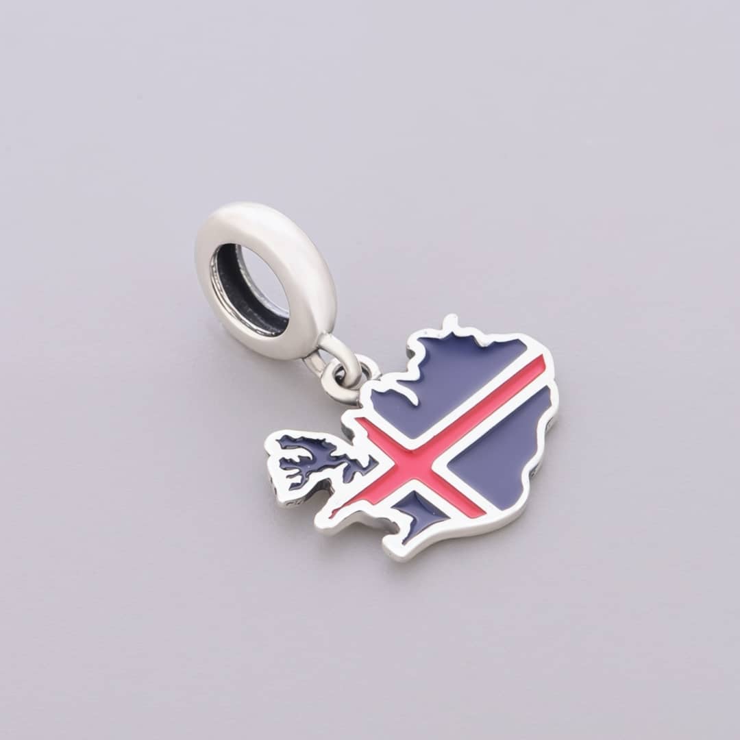 Amarante Jewelry Iceland Map Flag Dangle Charm