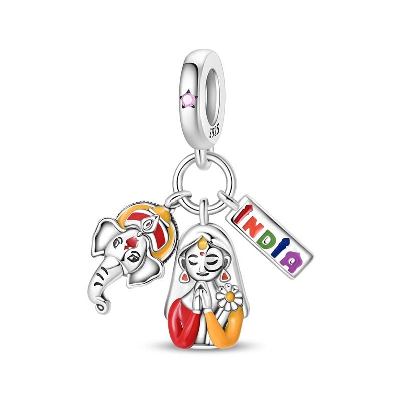 Amarante Jewelry India Namaste, Ganesh & Flag Dangle Charm