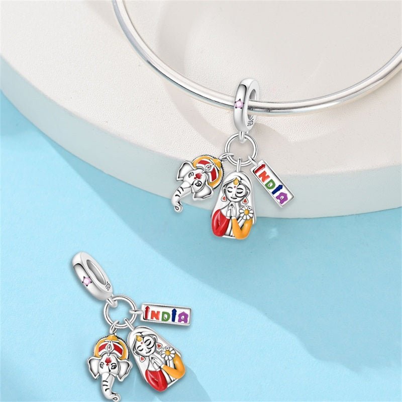 Amarante Jewelry India Namaste, Ganesh & Flag Dangle Charm