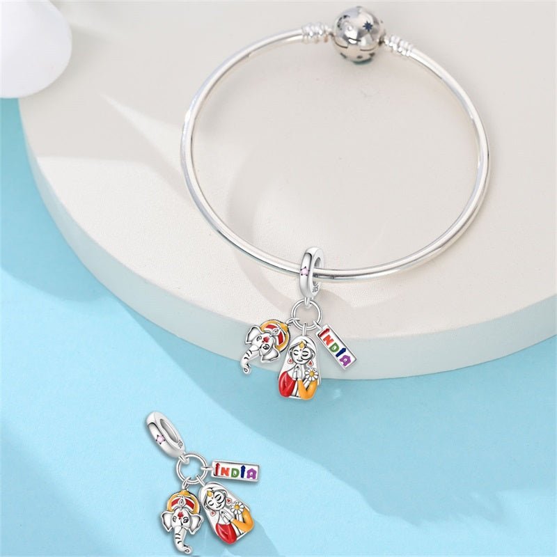 Amarante Jewelry India Namaste, Ganesh & Flag Dangle Charm